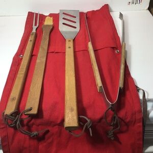 FULL SET OF BBQ TOOLS IN A RED TIE COVER